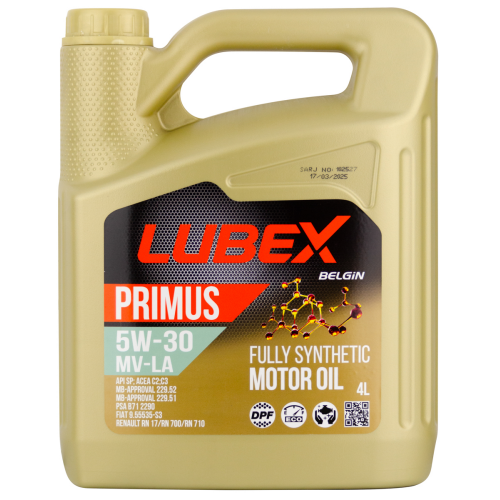Синтетическое моторное масло PRIMUS MV-LA 5W-30 - 4 л
